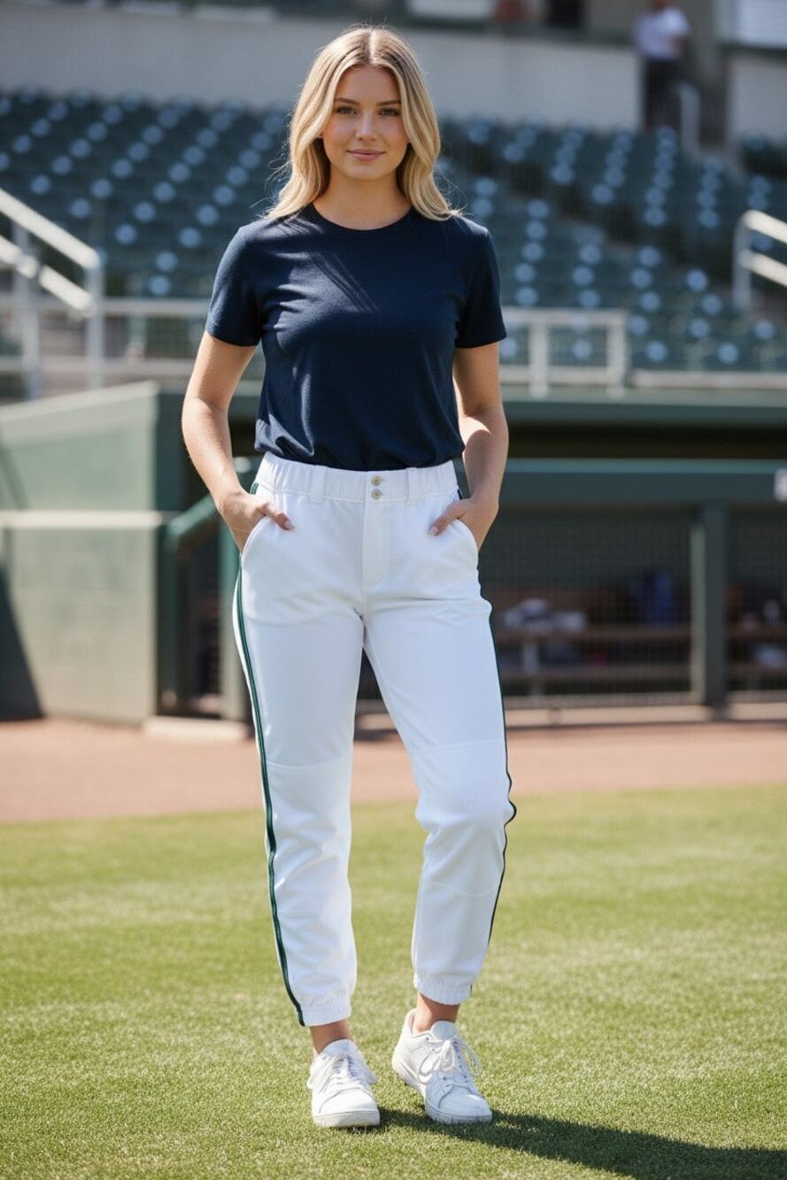 Wilson Softball Baseball Pants White Green Piping Women’s Medium New With Tag